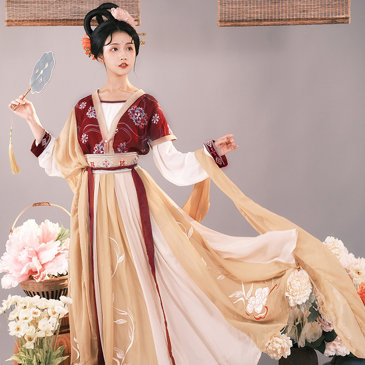 耀春醉芙蓉原创唐制汉服女中国风对襟褙子春夏...