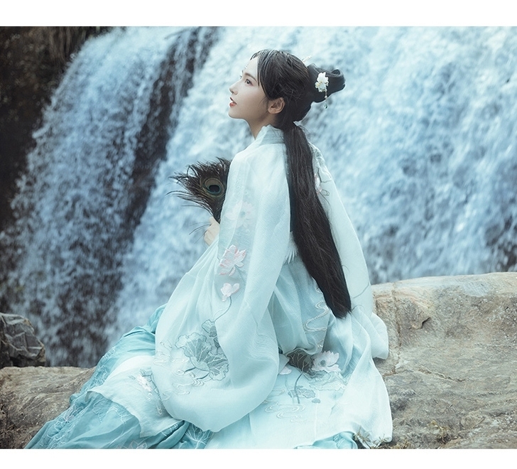【汉服出租】钟灵记汉服 般若荷花仙子蓝绿色...