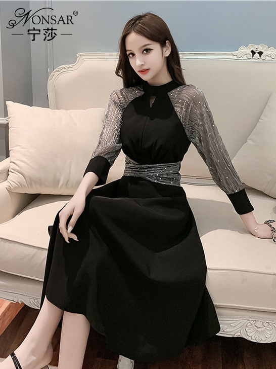 宁莎2020春季新款韩版显瘦收腰气质晚礼服...