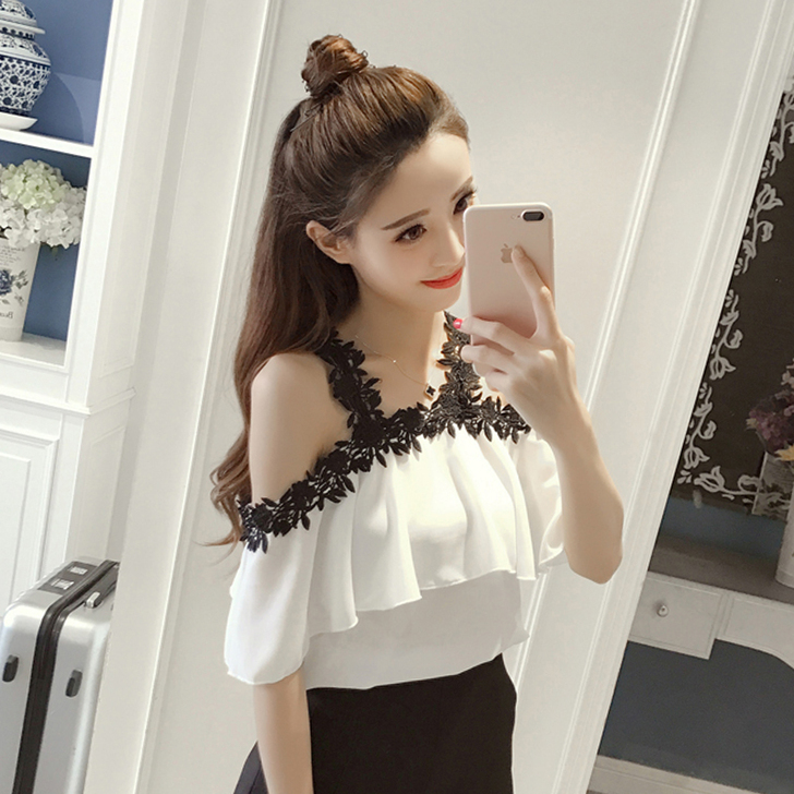 nonsar/宁莎 蕾丝雪纺衫