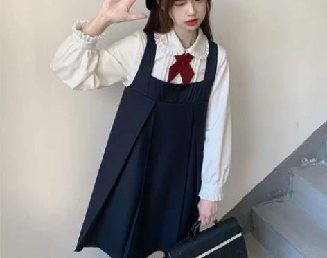 暴躁jk社 绀色卡奶群+长袖衬衫 仅试穿 ...