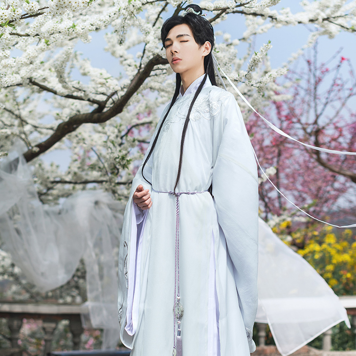 退坑 如梦霓裳原创春季汉服男大袖圆领袍清...