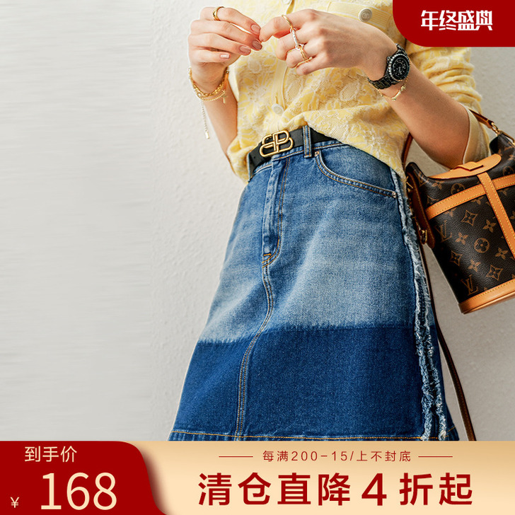 D家 经典蓝 环锭纱风格牛仔短裙 自然洒脱...