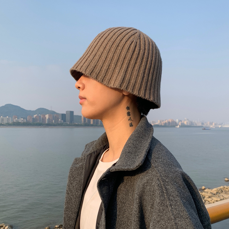 帽子男秋冬季针织帽毛线帽渔夫帽男时尚百搭纯...