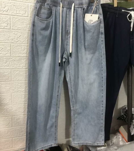 全新男士精品薄款宽松版型直筒阔腿9分牛仔裤...