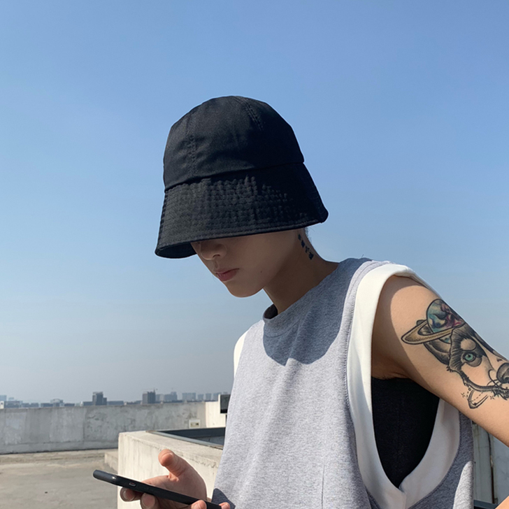 圆顶纯色渔夫帽男士潮人韩版百搭日系潮流青年...