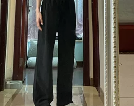 150小个子高腰阔腿裤女八分运动裤145矮...