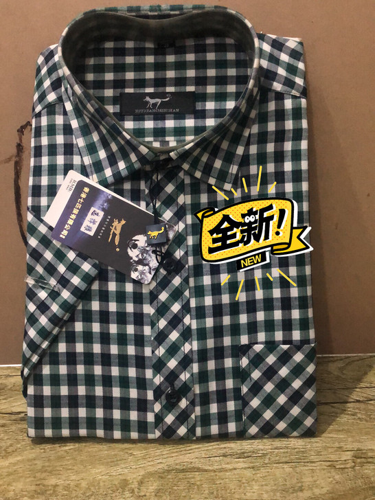 全新包邮男士香港七匹狼格子休闲短袖衬衫，，...
