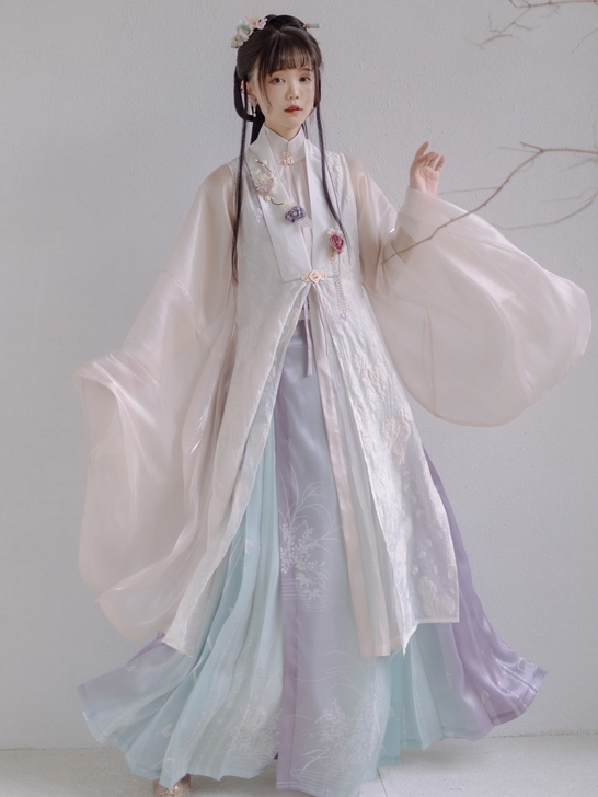 远山乔汉服 空谷兰生 明制汉服女立领长衫＋...