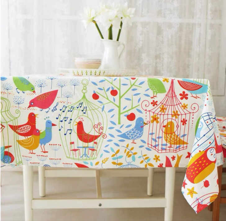 田园餐桌布艺儿童方房小方桌茶几台布鸟笼餐布...