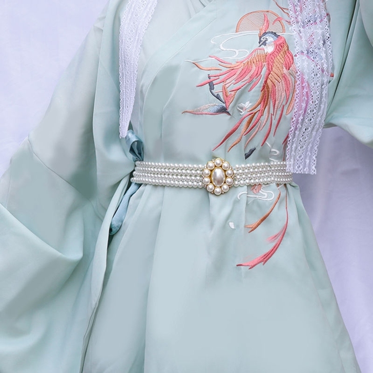 汉洋折衷珍珠腰链腰带腰饰明制女汉服可伸缩古...