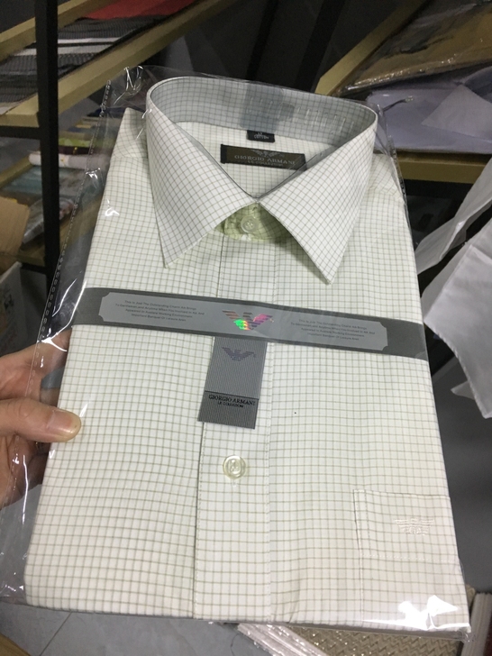 大码衬衣，浅绿色白色小格子，闲置欧美款男士...