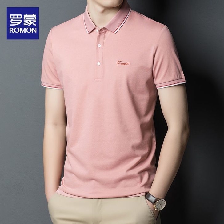 罗蒙男士T恤衫短袖POLO衫男潮牌翻领刺绣...