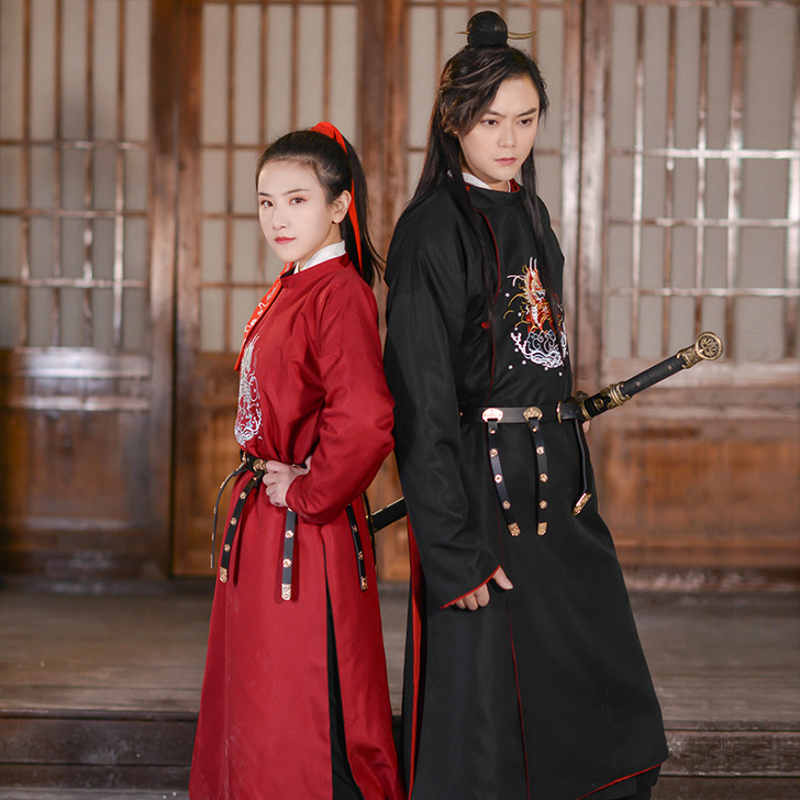 如梦霓裳汉服女装双面圆领袍应天长麒麟刺绣绣...