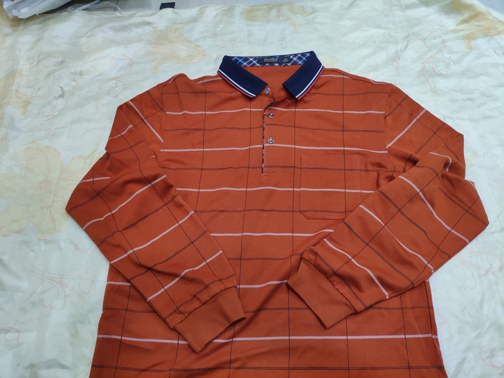 波鼠长袖t恤男翻领 （两个色，橙色与枣红）...