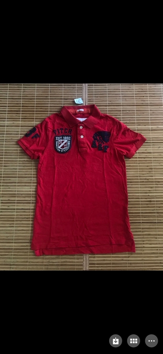 夏季特卖男士af短袖T恤刺绣图章休闲风格男...