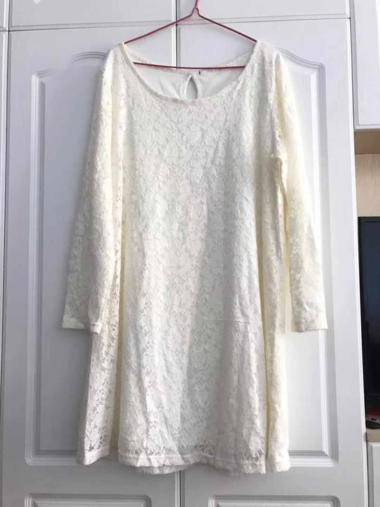 蕾丝中长连衣裙打底衫女士春秋薄款2021新...