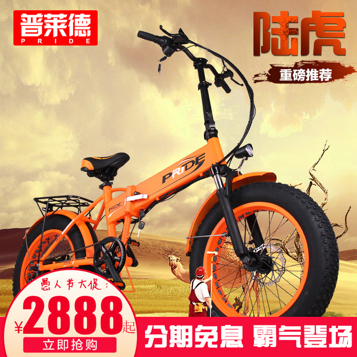 普莱德宽胎电动自行车锂电池48V