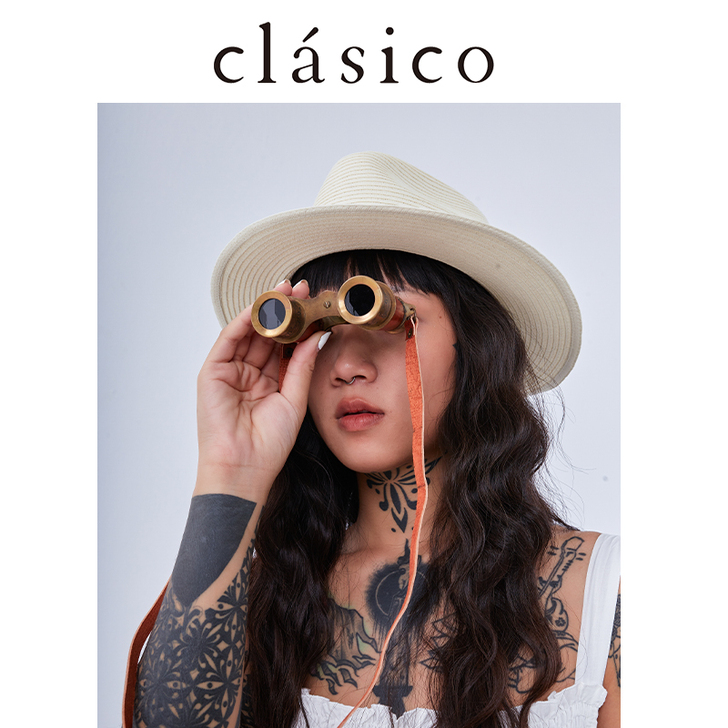 clasico日系复古宽檐Fedora草编...