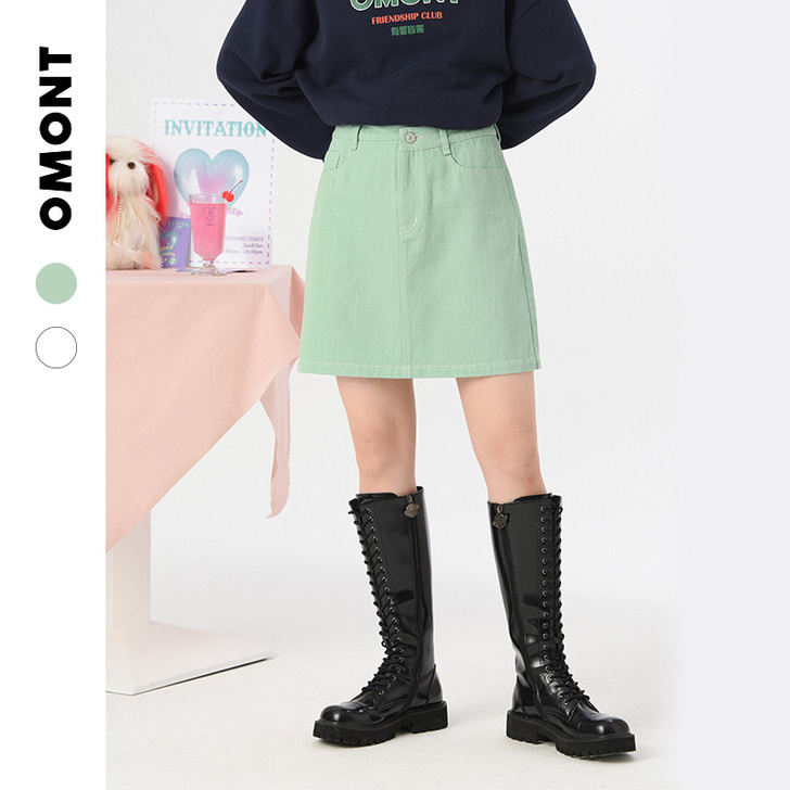 omont蛋挞家【半身裙】复古宽松学院风高...