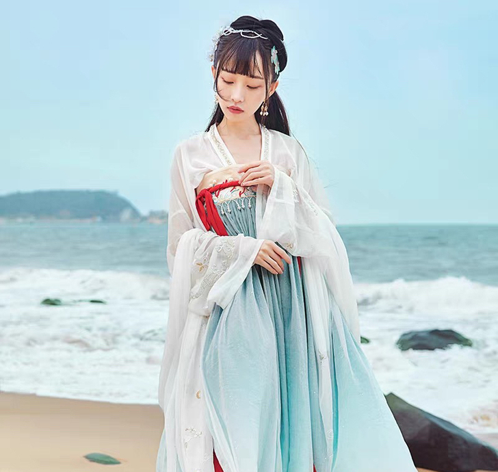 十三余珍珠少女上襦+汉尚华莲画皮齐胸六米摆...