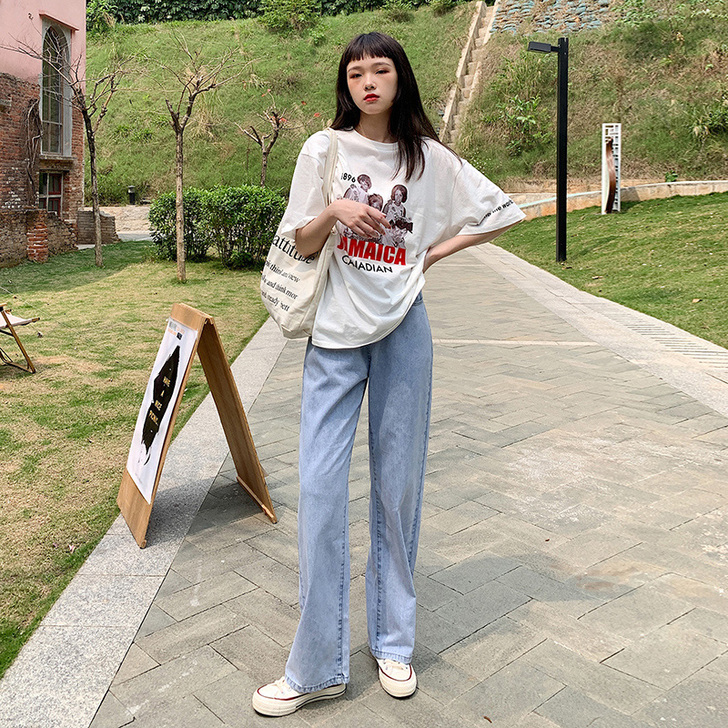 九月2021秋夏新款高腰修身阔腿裤显瘦女拖...