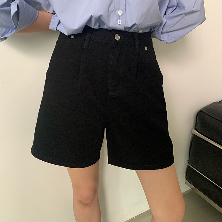 EALA基础款水洗显瘦牛仔短裤女2021夏...