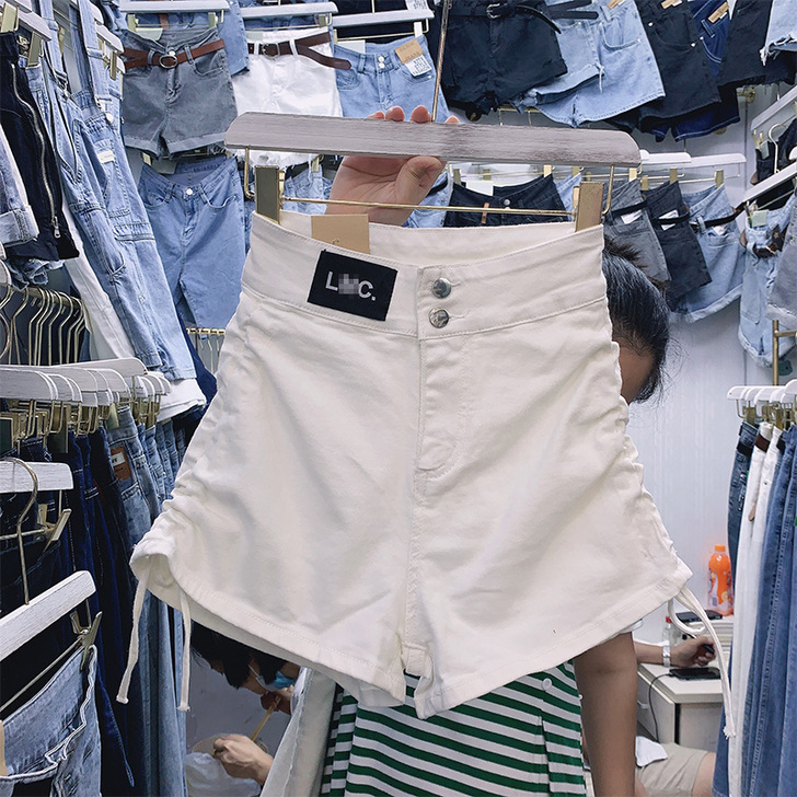 2021 夏季超高腰 蓝色牛仔短裤