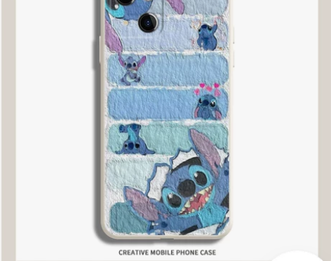 油画史迪仔苹果13手机壳新款iphone1...