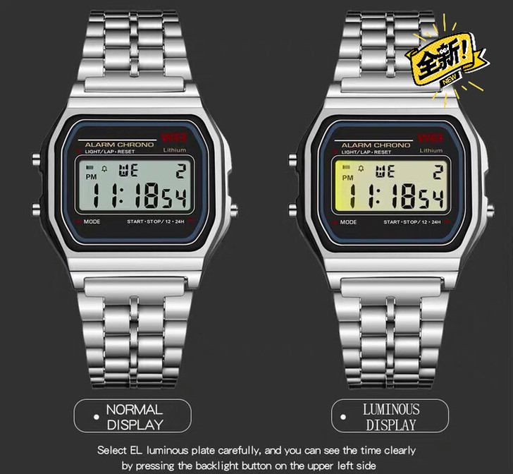 复古港风方块电子表ins风青少年学生电子手...