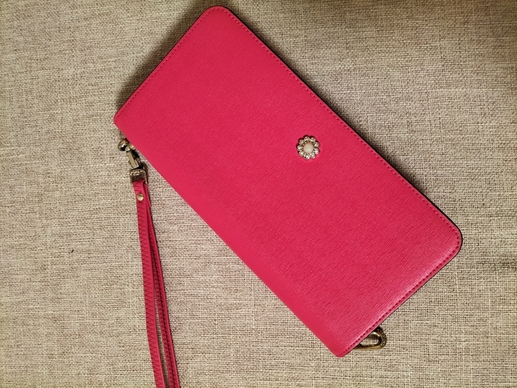 MAKBOLO玫红色女士手提钱包，实体柜台...