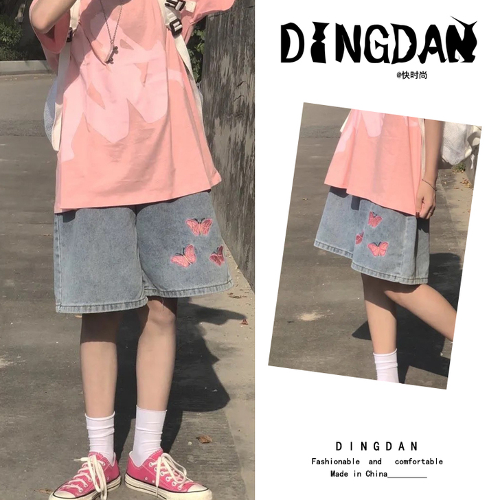 牛仔短裤 刺绣款