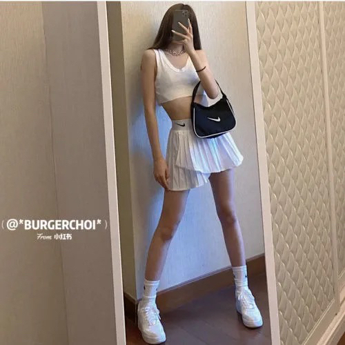 nike网球百褶裙不规则设计辣妹半身裙