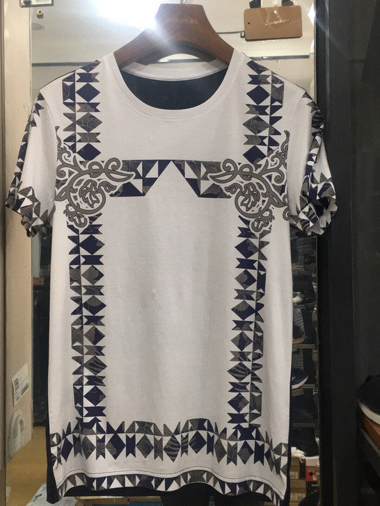 七匹狼正品男士碎花修身圆领短袖T恤衫丝光棉