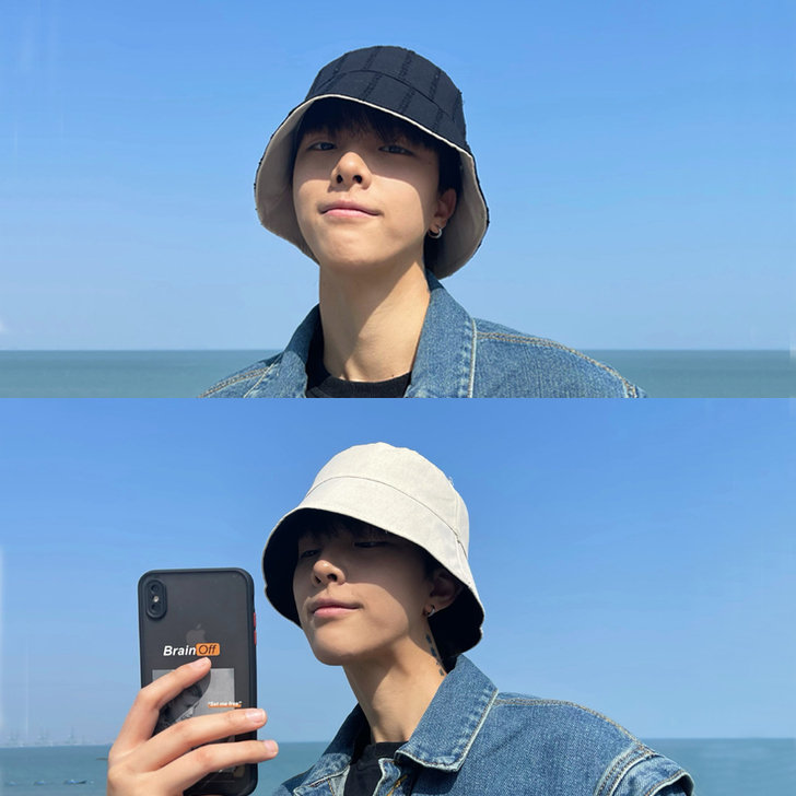 春夏季双面戴纯色渔夫帽男韩版百搭帽子男潮时...