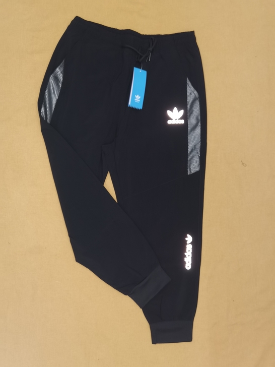 运动三叶草裤子男士冰丝裤痞帅束脚九分卫裤夏...