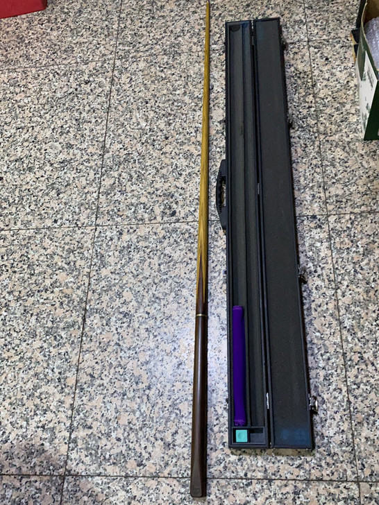 老杆分体一支，免漆紫檀，中式黑八斯诺克台球...