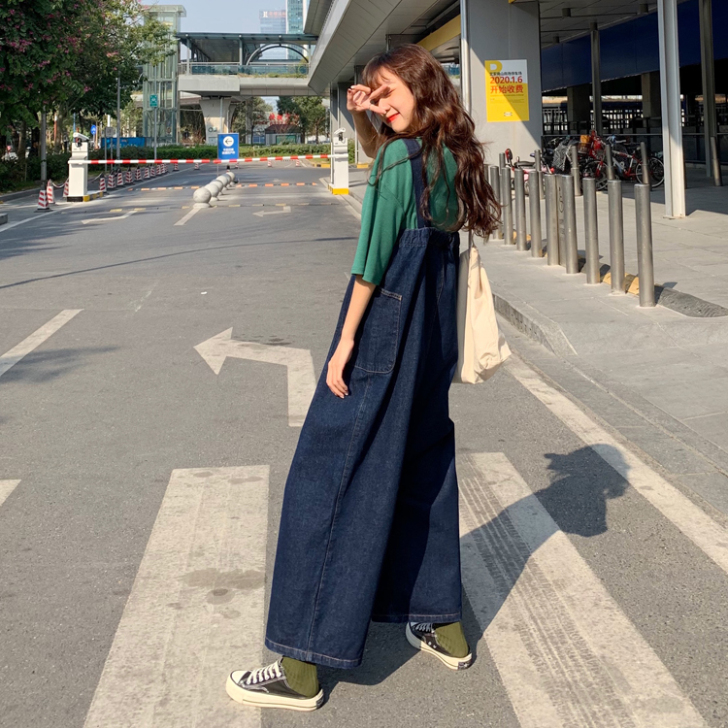 背带裤女韩版宽松2020春夏款网红显瘦牛仔...