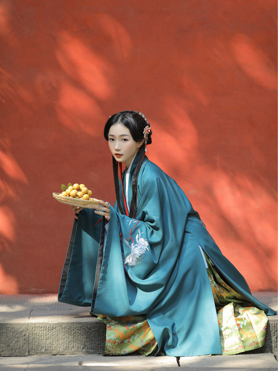 兰若庭 汉服 乘黄 明制 披风 绣花 大袖...