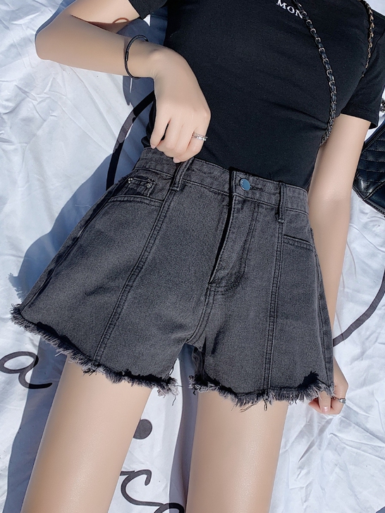 可交换。黑色牛仔短裤女2021夏季高腰百搭...
