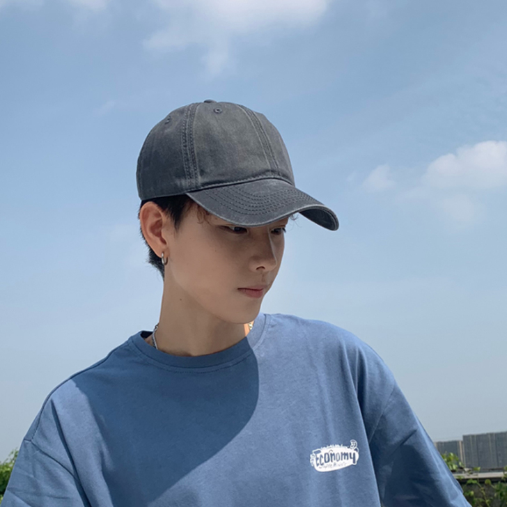 帽子男潮人夏天水洗棉纯色日系棒球帽男韩版简...