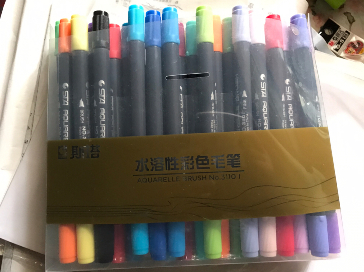 斯塔水溶性彩色毛笔48色绘画用具颜料