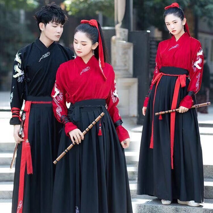 汉服女学生春夏古装中国风情侣毕业照班服
