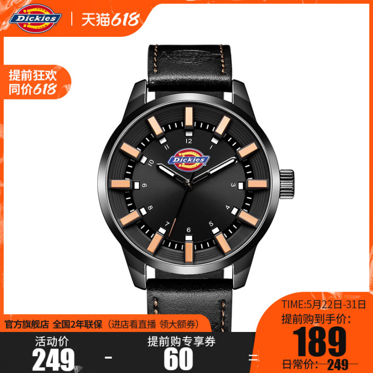 美国Dickies手表时尚简约潮流大表盘男...