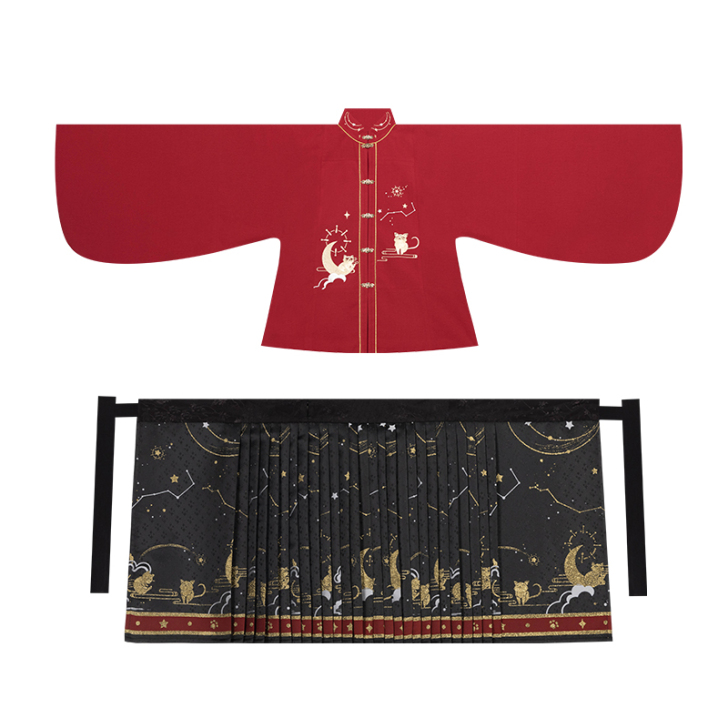 池夏 花与酒:喵喵星 明制立领对襟补服百迭...