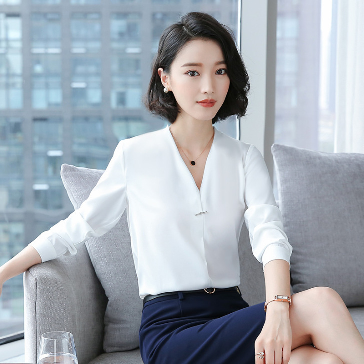 2017秋冬新款白色衬衫女职业长袖时尚韩版...