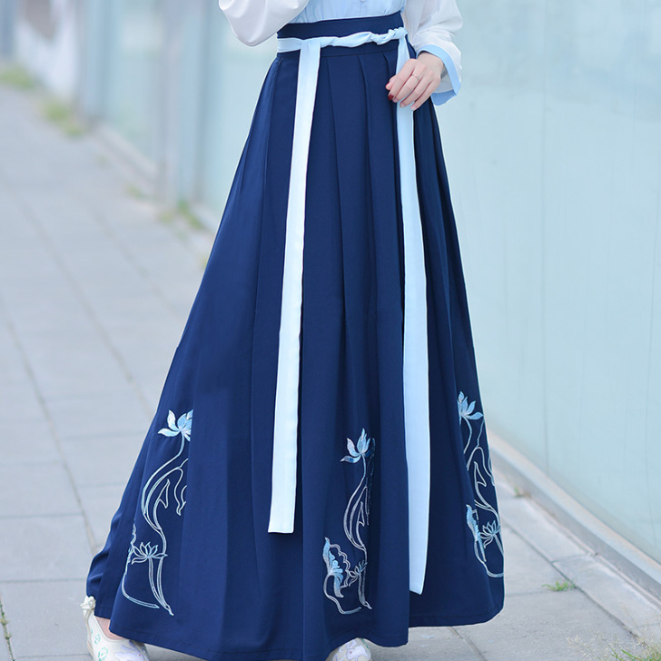 三件套如梦霓裳汉服女装襦裙坦领半臂[采莲令...