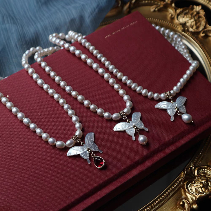 珍珠蝶贝蝴蝶璎珞项链洛丽塔lolita汉服...