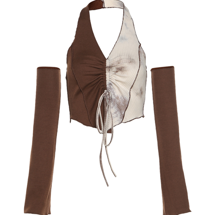 KLIOU y2k千禧辣妹复古撞色挂脖式吊...