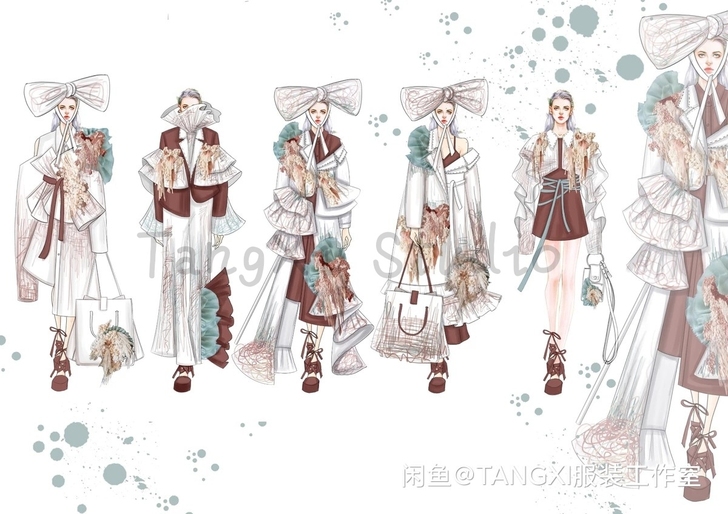 工作室接单服装效果图、服装款式图、服装灵感...